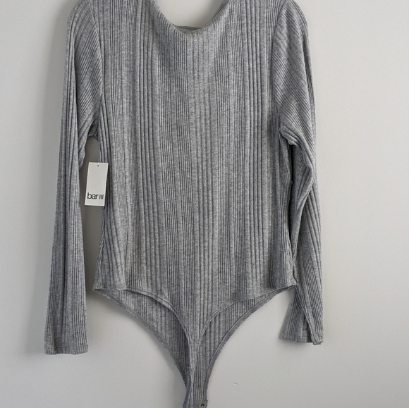 NWT bar III scoop neck sweater bodysuit grey - Picture 15 of 16